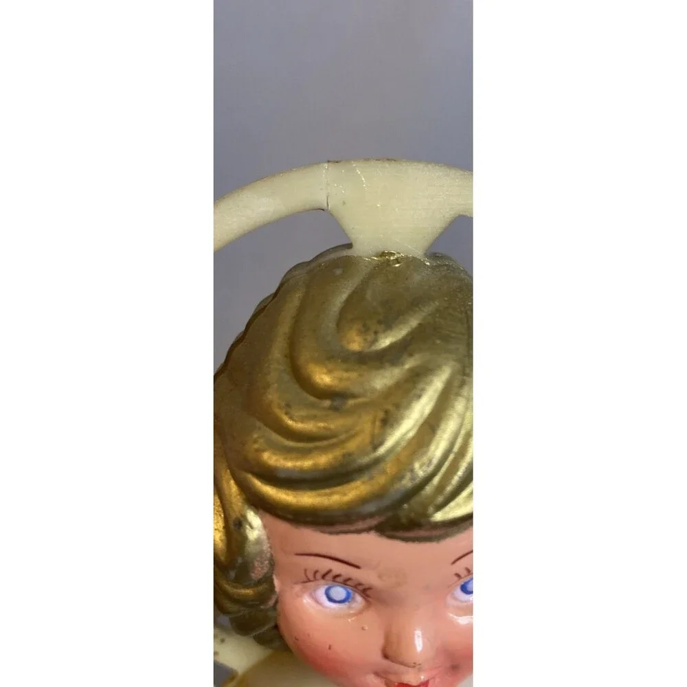 Vintage 60s 70s Christmas Angel Tree Top Figure Halo Star MCM Hong Kong Figure